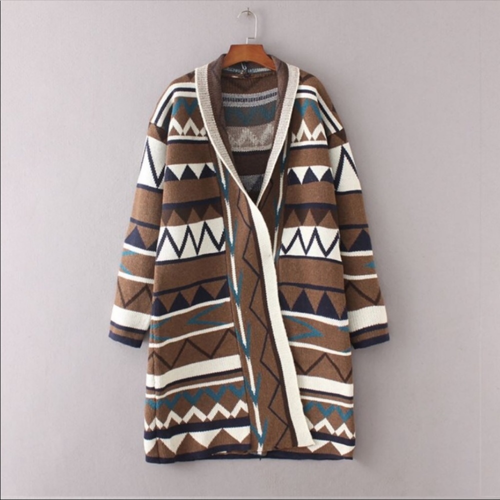 Native America Pattern Cardigan Sweater